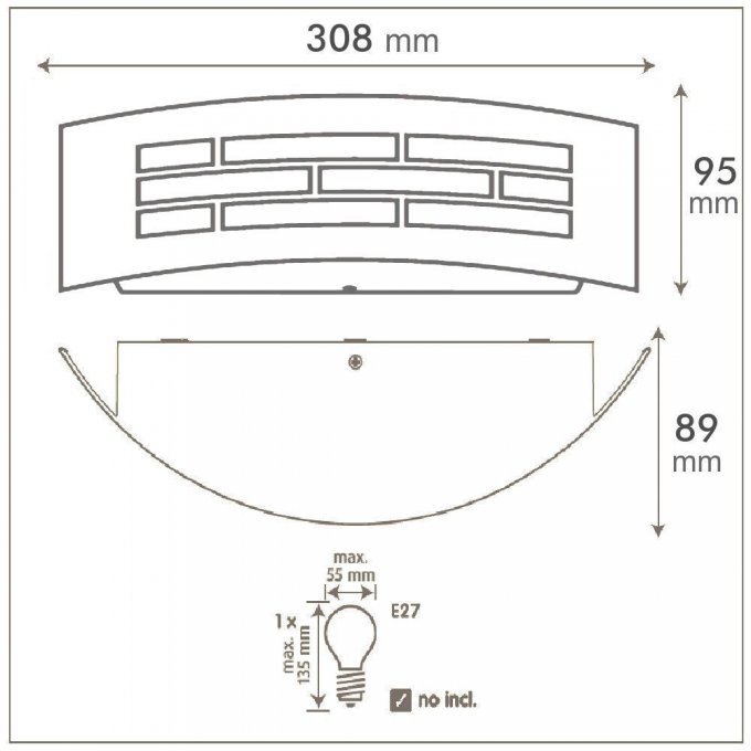 Applique LED E27 GOTHENBURG INOX - Extérieure IP44