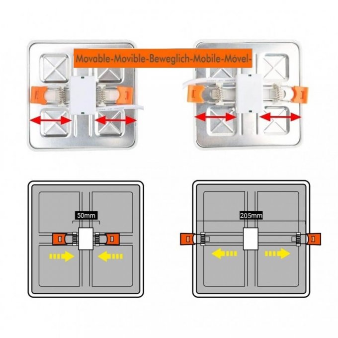 Downlight LED carre - 20W - Ajustable