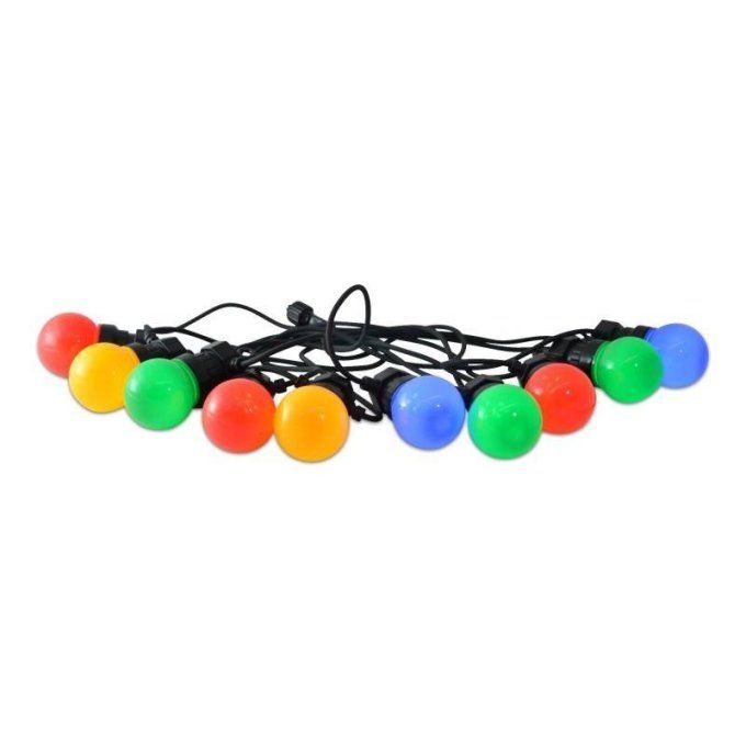 Guirlande LED avec câble noir 10 ampoules LED multicolores - 8 mètres