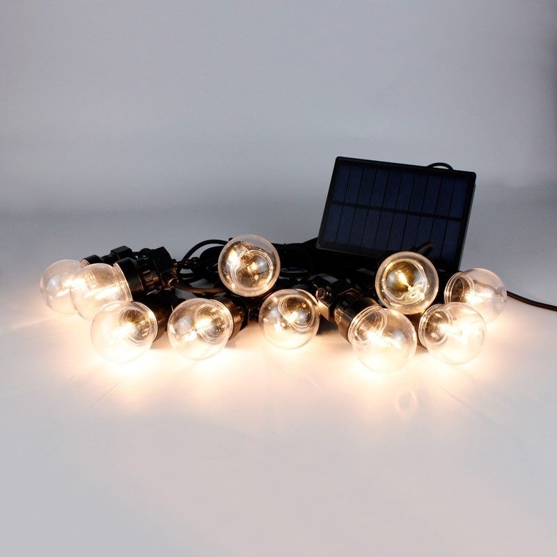 Guirlande solaire LED 8 mètres avec batterie et 10 ampoules intégrées