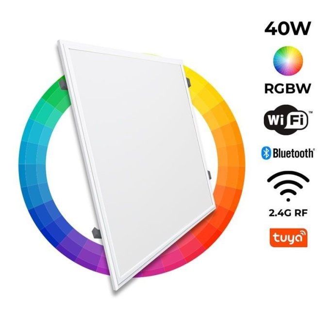 Panneau LED encastrable WIFI SMART RGB / RGBW + CCT - 60x60 cm - 40W - Avec KIT de montage